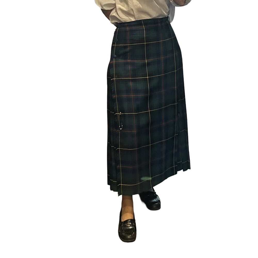 Heritage House Vintage Wool Plaid Pleated Skirt